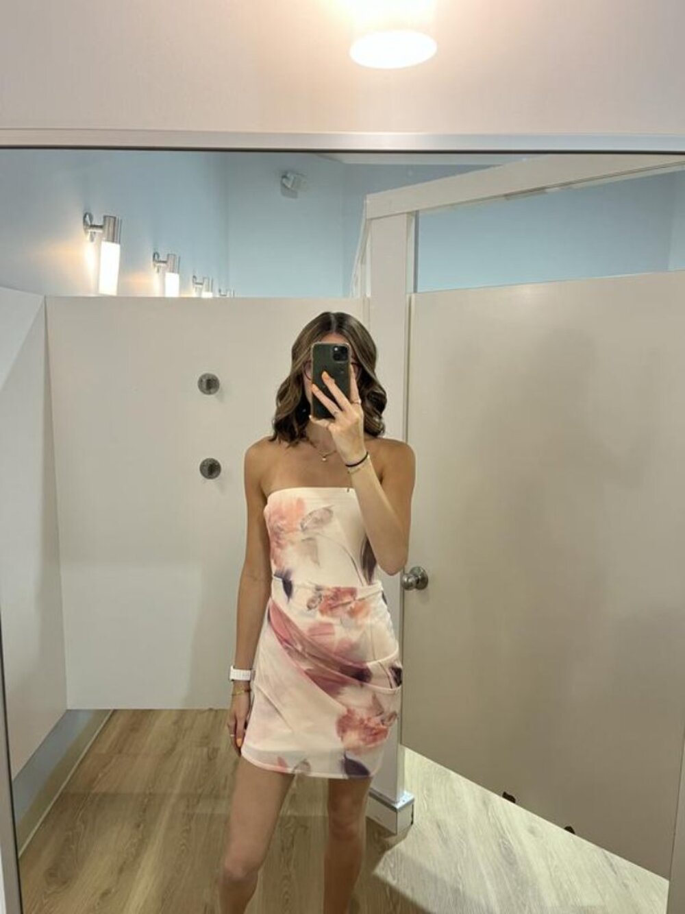 Dynamite Strapless Draped Mesh Mini Dress
